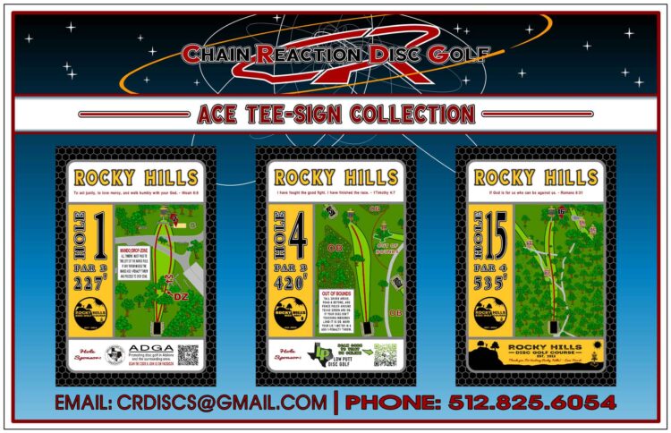 Chain Reaction Disc Golf Ace Tee Sign