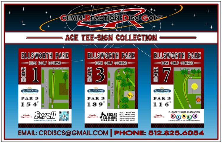 Chain Reaction Disc Golf Ace Tee Sign