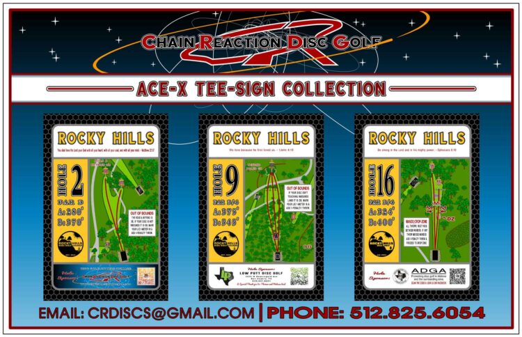 Chain Reaction Disc Golf Ace-X Tee Sign