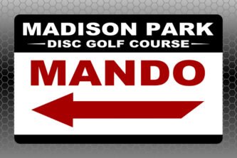 Chain Reaction Disc Golf's Deluxe Mando Sign for disc golf courses.
