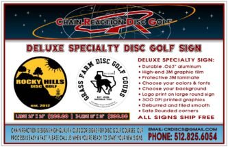 Chain Reaction Disc Golf Deluxe Specialty Sign for parks and disc golf courses.