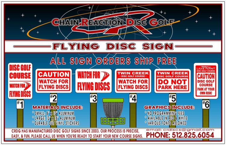 Chain Reaction Disc Golf's Disc Golf Flying Disc Sign.