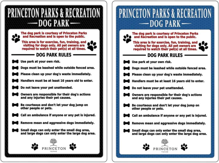 Chain Reaction Disc Golf's Dog Park Rules Sign. Large size.