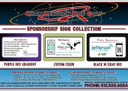 Chain Reaction Disc Golf's Disc Golf Sponsor Sign Feature Banner.