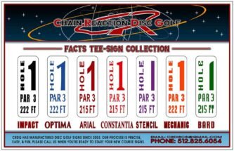 Chain Reaction Disc Golf Facts Tee Sign Feature-2