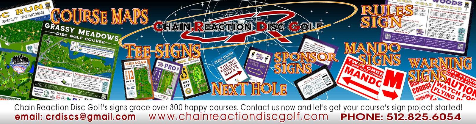 Chain Reaction Disc Golf Course Tee Sign Page Banner.