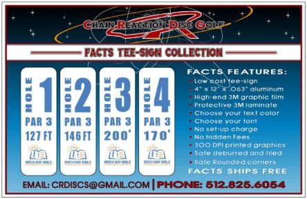 Chain Reaction Disc Golf Facts Tee Sign Feature Sign