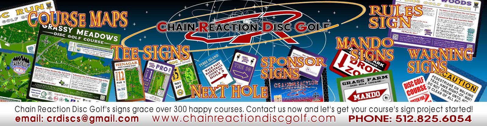 Chain Reaction Disc Golf Course Tee Sign Page Banner.